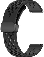 INF Silikon Hålformat hopfällbart spänne klockarmband för Samsung Galaxy Watch 20mm Svart