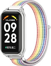 For Redmi Band 2 Mijobs Metal Shell Breathable Nylon Loop Watch Band(Colorful Silver)