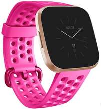 For FITBIT Versa 2 Breathable Silicone Watch Band, Size: Large(Rose Red)