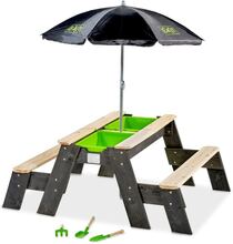 EXIT Aksent sand-, vand- og picnicbord (2 bænke) med parasol og haveredskaber