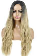 Kvinnors vågigt lockigt hår peruk gradient långt lockigt hår peruk (WIG-345M (ljus guld))