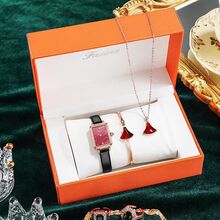 Klockbox för kvinnor Mamma Hustru - Kvartsklocka - Halsband - Armband för kvinnor Elegant smyckesset - Present för kvinnor