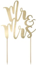 Cake topper Mr & Mrs, guld - PartyDeco