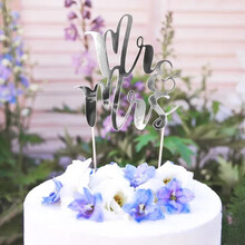 Cake Topper Mr & Mrs, silver - PartyDeco