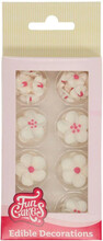 Sockerdekorationer vita och rosa blommor - FunCakes