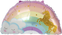 Folieballong regnbåge, unicorn & moln