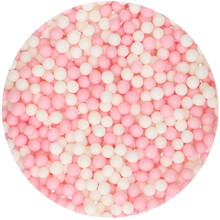 Strössel mjuka sockerpärlor, rosa & vit - FunCakes