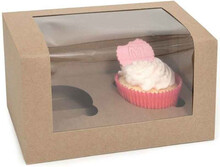 Brun cupcake box för 2 cupcakes, 3-pack - House of Marie