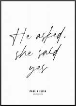 She Said Yes Poster, 20 x 30 cm
