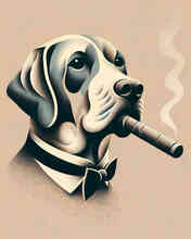 Zigarre rauchender Hund – Malen nach Zahlen, 40x50cm / Ohne Rahmen / 24 Farben (Einfach)