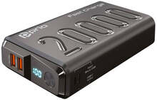 Prio 22.5W Powerbank m. 2 x USB-A & 1 x USB-C - 20.000 mAh - Sort