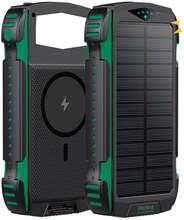 4smarts Titanpack UltiMag Solar 20W Powerbank 20.000mAh - USB-C & 2 x USB-A - MagSafe Kompatibel - Sort / Grøn