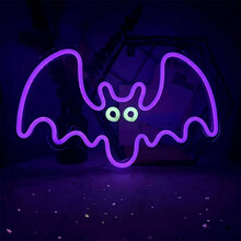 Forever Light Halloween LED Neon Skilt - Lilla og Hvidt Lys m. Flagermus