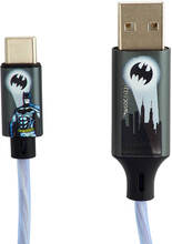 Batman Light Up USB-A til USB-C Kabel 1.2 m. - Sort / Blå
