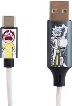 Rick & Morty Light Up USB-A til USB-C Kabel 1.2 m. - Sort / Multi