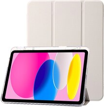 EIDERWOOD iPad 10.9" (2022) Tri-Fold Kunst Læder Cover m. Apple Pencil Holder - Creme