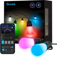 Govee RGBW 14m Bluetooth & Wi-Fi Outdoor String Lights - Sort