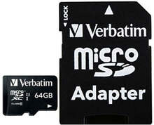 Verbatim 64GB microSDXC Class 10 Hukommelseskort m. Kamera Adaptor