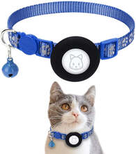 Kattehalsbånd med AirTag Silikone Etui & Reflekser - Blå