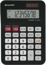 Sharp Basic, EL-330FB Bordsräknare miniräknare med stor display och 8 siffror, funktion för marginalkalkyl och moms, batteri och