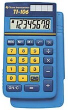 TI 106 Texas Instruments räknare med de fyra räknesätten för grundskolans låg- och mellanstadium. TI106
