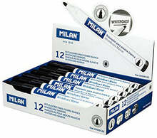 Tuschpennor Milan Whiteboard 12 antal Svart PVC