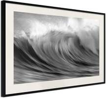 Inramad Poster / Tavla - Big Wave - 30x20 Svart ram med passepartout