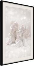 Inramad Poster / Tavla - Cute Angels - 20x30 Svart ram med passepartout
