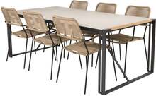 TEXAS LINDOS Matbord 200x100 cm + 6 stolar | Utemöbler