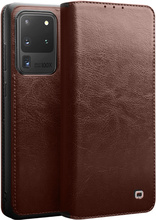 Qialino - echt lederen luxe wallet hoes - Samsung Galaxy S20 Ultra - Bruin