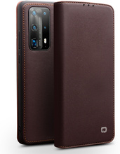 Qialino - echt lederen luxe wallet hoes - Huawei P40 - Bruin