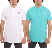 Kappa Veeny Pique Poloshirt Herren Baumwoll-Shirt mit Logo-Stick 707133 Türkis oder Weiß