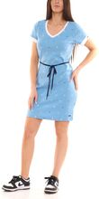 KangaROOS Damen Mini-Kleid mit Stoff-Gürtel und maritimen Allover-Print 82622361 Hellblau