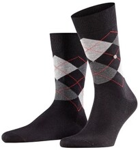 Burlington Manchester Mercerised Cotton Sock Schw/Kariert Gr 40/46 Herren