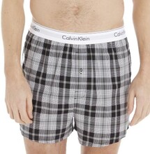 Calvin Klein 2P Modern Cotton Woven Slim Fit Boxer Sort mønstret vævet bomuld Small Herre