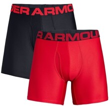 Under Armour 2P Tech 6in Boxers Sort/Rød polyester Small Herre