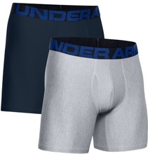 Under Armour 2P Tech 6in Boxers Grå/Blå polyester Small Herre