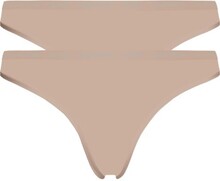 Calvin Klein Trusser 2P One Cotton Stretch Thong Beige bomuld Small Dame