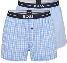BOSS 2P Woven Boxer Shorts With Fly Blå bomuld Medium Herre