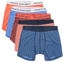 Panos Emporio 5P Bamboo Cotton Boxers Oransje/Mørkbl Small Herre