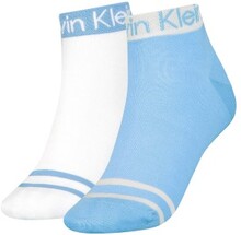 Calvin Klein Strømper 2P Logo Welt Quarter Socks Blå/Hvit One Size Dame
