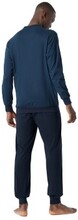 Schiesser Essential Nightwear Pyjamas Crew Neck Blå/Blå bomuld X-Large Herre