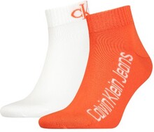 Calvin Klein Strømper 2P Quarter Logo Socks Oransje/Hvit One Size Herre