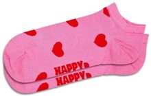 Happy socks Strømper Hearts Low Sock Rosa/Rød bomuld Str 41/46