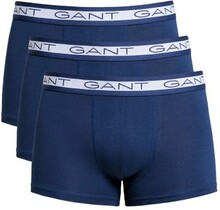 Gant 3P Basic Cotton Trunks Marineblå bomuld Small Herre