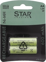 Star Trading Laddningsbara batterier för solcellslampor AA 1,2V 600mAh 478-01 Replace: N/A
