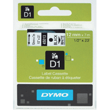 Dymo Merkkausnauha Dymo D1 12mm, musta valkoisella pohjalla