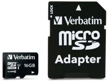 VERBATIM Verbatim 16GB MicroSDHC Hukommelseskort m. adapter, Class 10