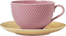 Lyngby Porcelain - Rhombe tekopp 39 cl rosa/sand
