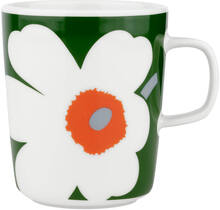 Marimekko - Oiva Unikko 60th anniversary krus 25 cl hvit/grønn/oransje